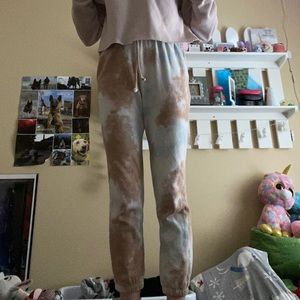 Blue and brown sweatpants